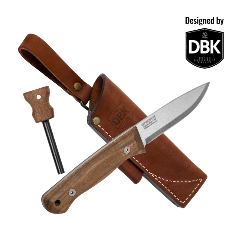 Bushmate 2.0 bushcraft knife with leather sheath